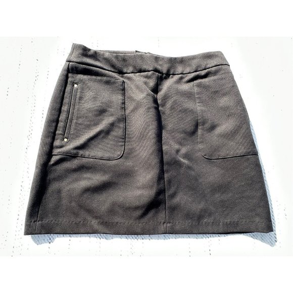 H&M Skirt 12 Black Wide Pockets Flowy Viscose A Line Preppy Career Adult Womens - Picture 4 of 9